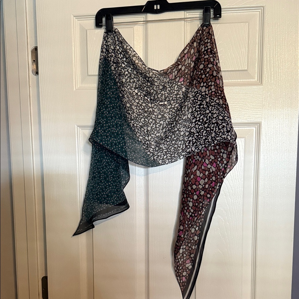 CAbi Black and Pink Patterned Scarf